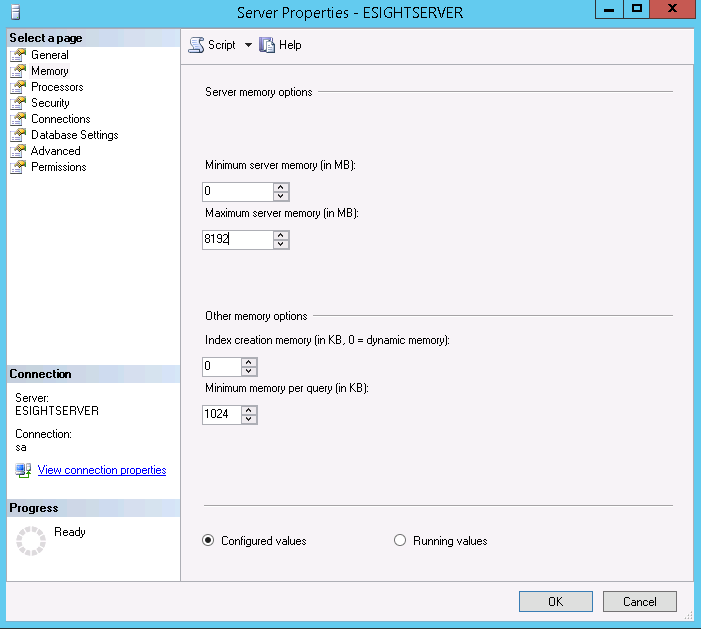 Sql server properties. Server properties. Флеш память для SQL сервера. Прочие параметры памяти в SQL.