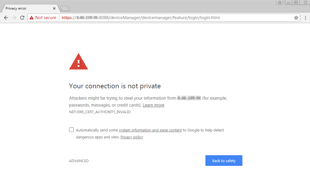 Err connection aborted. Google private.